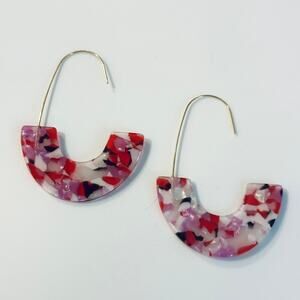 Tortoise Shell Acrylic Wire Loop Earrings